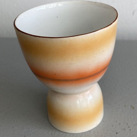 Vintage Asian Sunset Egg Cup Ombré Hand Painted Porcelain - Picture 5 of 10
